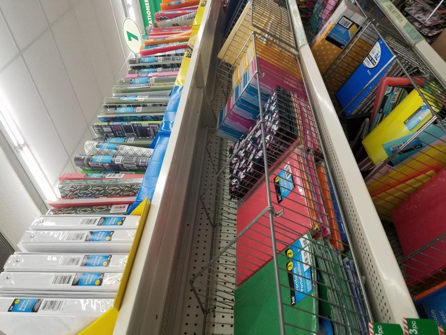 There is an entire section of the dollar store to display school supplies.