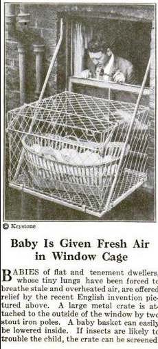 A newspaper advertisement for the Urban Window Baby Cage