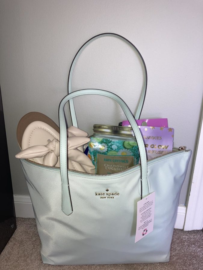 This Mothers Day gift consists of a bag, shoes and self-care items. Photo by Cailey Blackmer