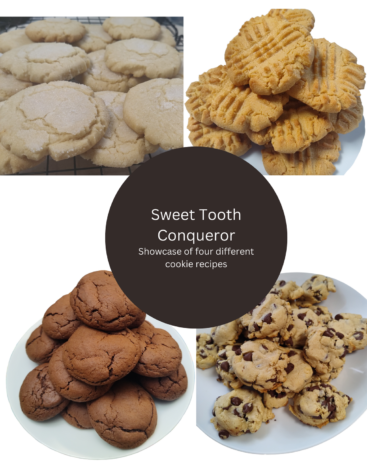 Photos of the four cookies fully cooked