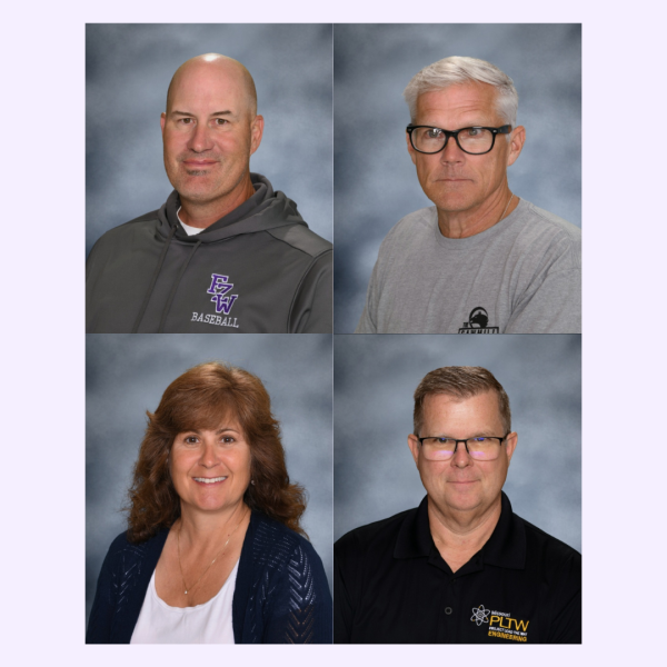 Keith DeShurley, Michael DeYoung, Alice Klem and Mark Olsen in their yearbook photos.