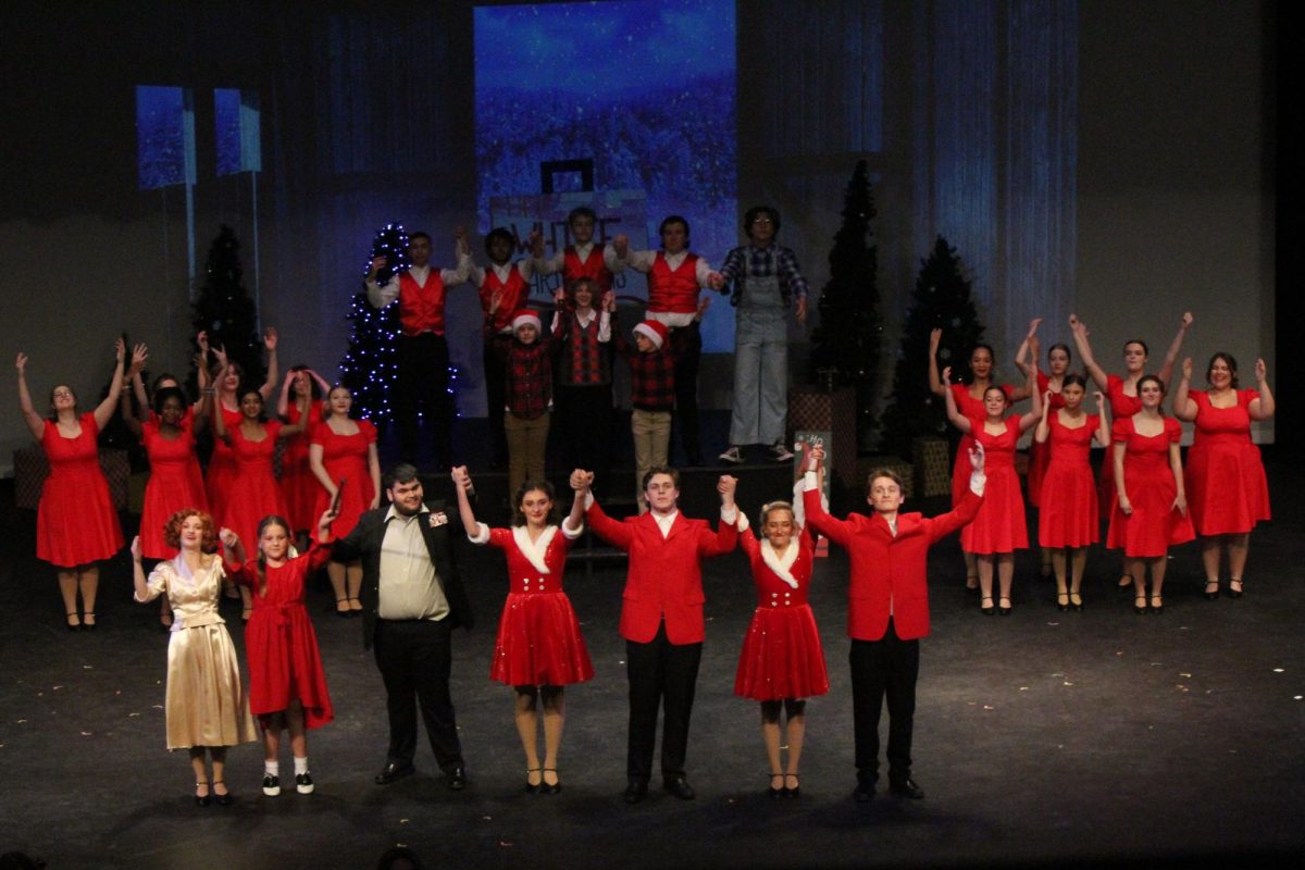 The cast of "Irving Berlin's White Christmas" doing their final bows on opening night.